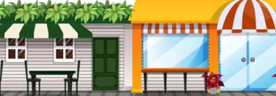 Cartoon style shop fronts